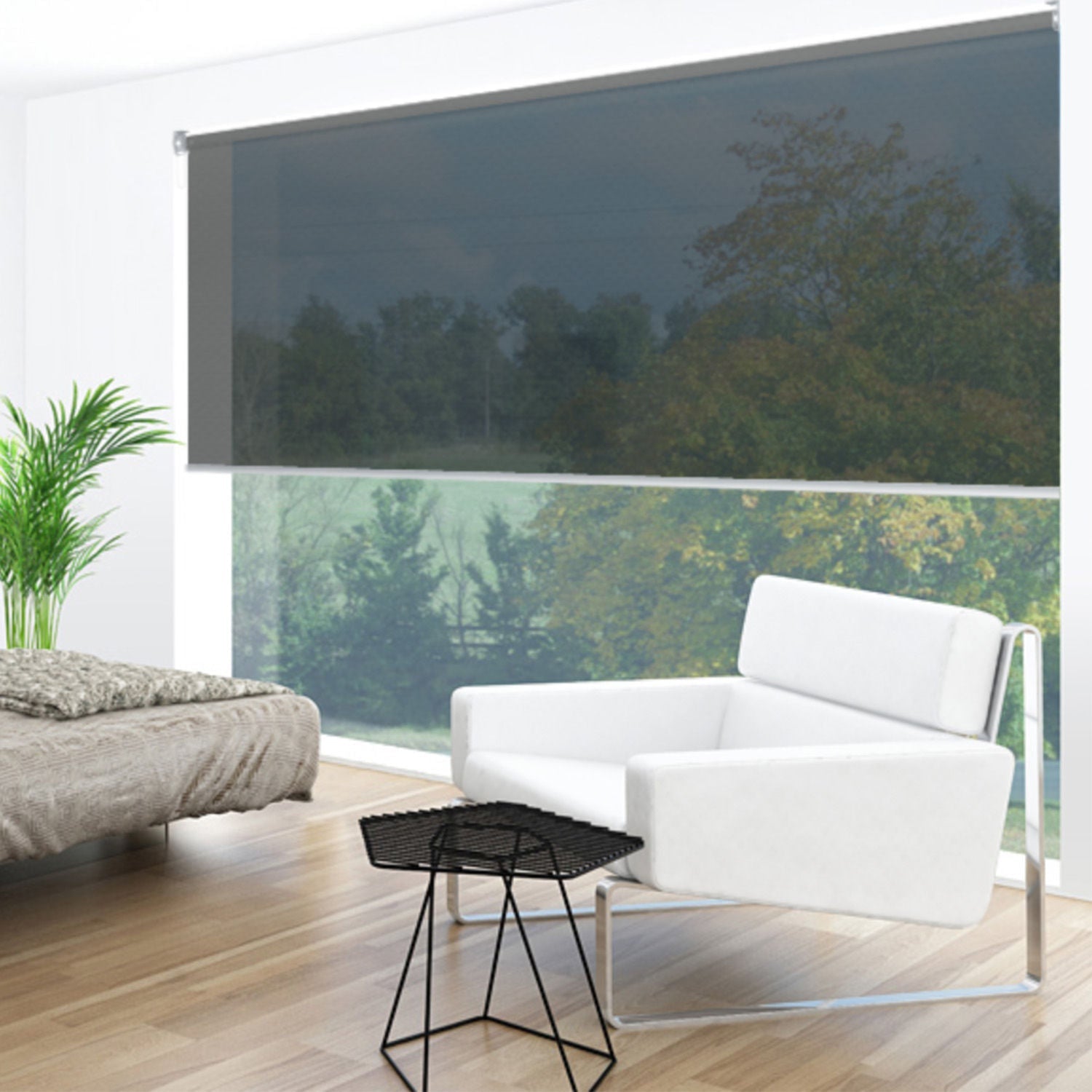 Uniline Uniview Charcoal Sunscreen Roller Blinds - EZ BLINDS
