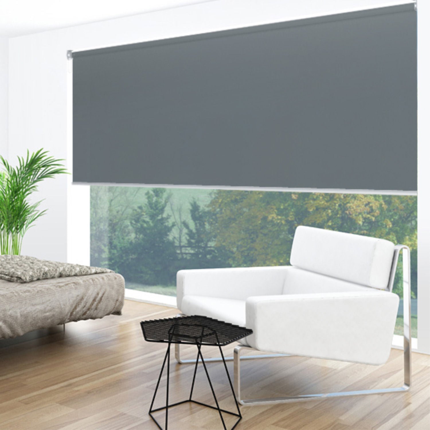 Uniline Dawn Mid Grey Blockout Roller Blinds - EZ BLINDS