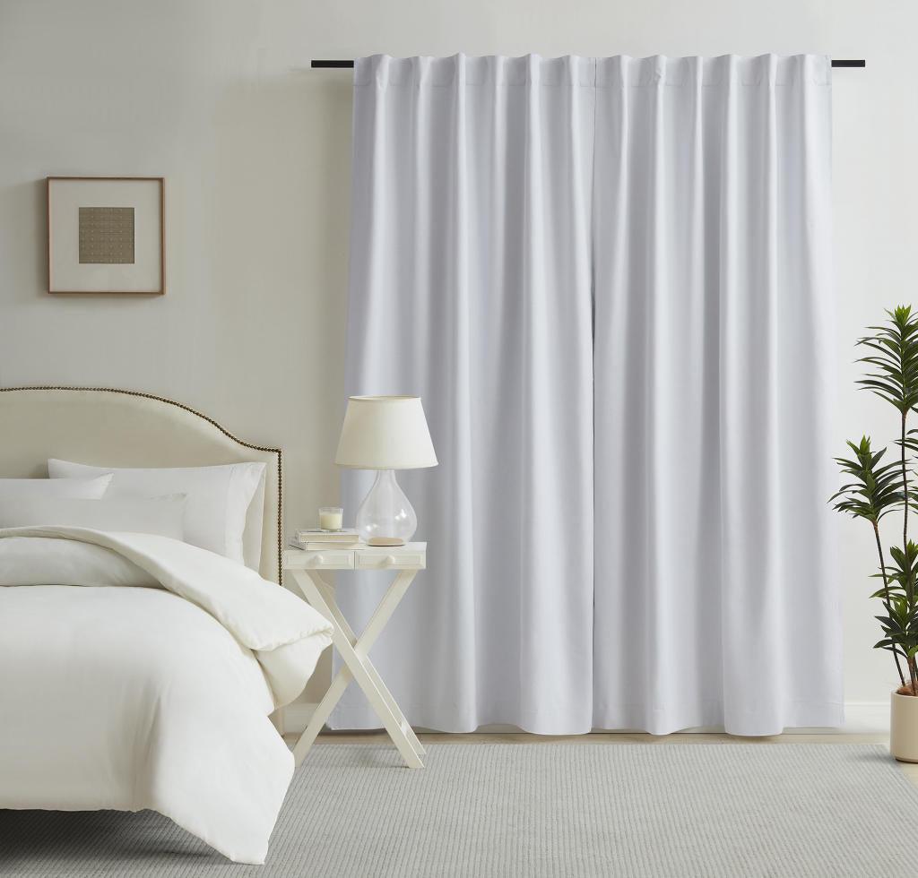 Orson White White Blockout Curtains Concealed Tab - EZ BLINDS